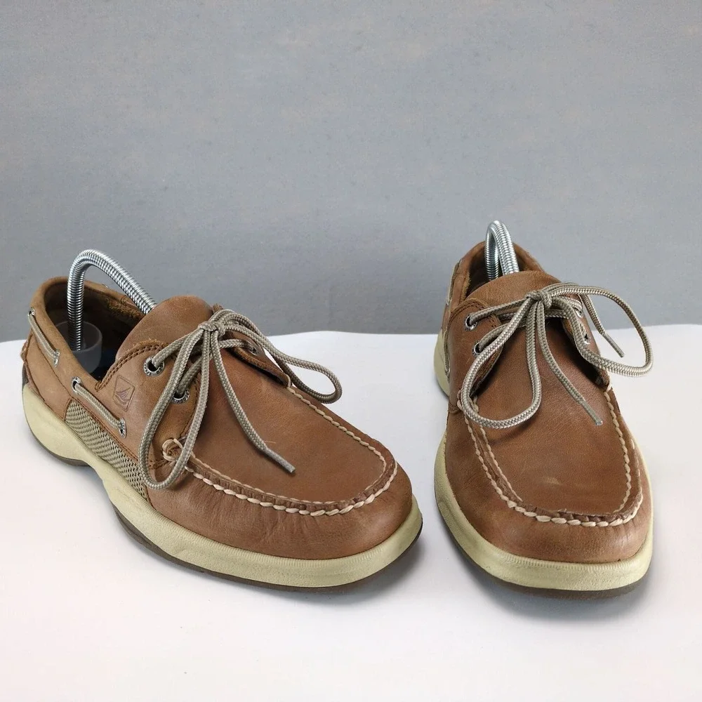 Sperry Top-Sider Boat Shoes Mens 9 Brown Leather Moccasin Toe, Casual Loafers